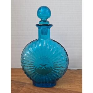 Vtg. Patriotic Decorative Blue Bottle Eagle Star 9 1/2"
